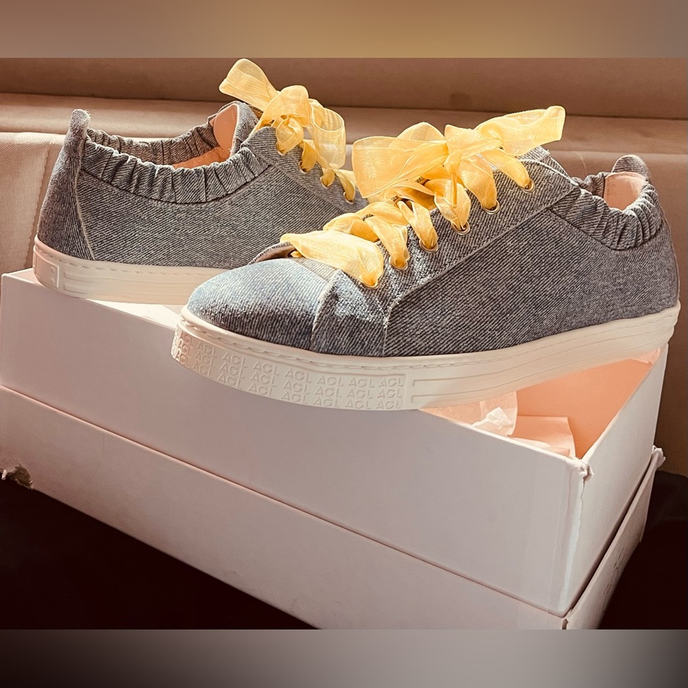 AGL denim Sneakers with gold Laces